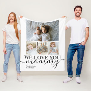 Personalized Photo and Text Photo Collage Fleece Blanket