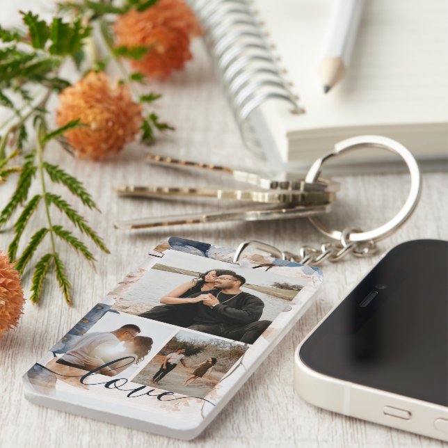 Personalized Photo and Text Photo Collage  Key Ring (Front Right)