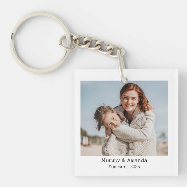 Personalized Photo and Text Photo Collage Key Ring (Front)