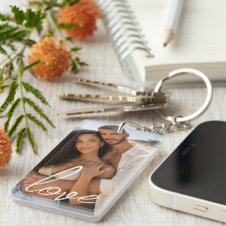 Personalized Photo and Text Photo Collage Key Ring