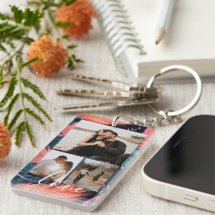 Personalized Photo and Text Photo Collage  Key Ring