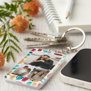 Personalized Photo and Text Photo Collage  Key Ring