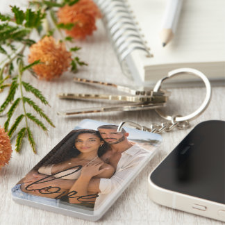 Personalized Photo and Text Photo Collage Key Ring