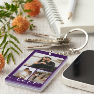 Personalized Photo and Text Photo Collage  Key Ring