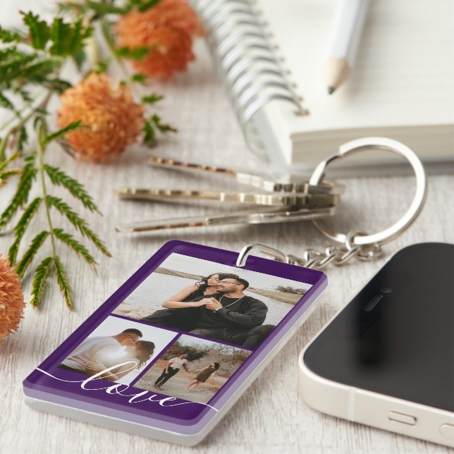 Personalized Photo and Text Photo Collage  Key Ring (Front Right)