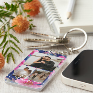 Personalized Photo and Text Photo Collage  Key Ring
