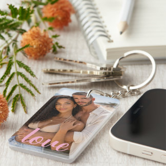 Personalized Photo and Text Photo Collage Key Ring