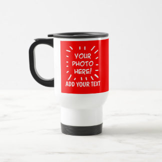 Personalized photo and text Red Travel Mug