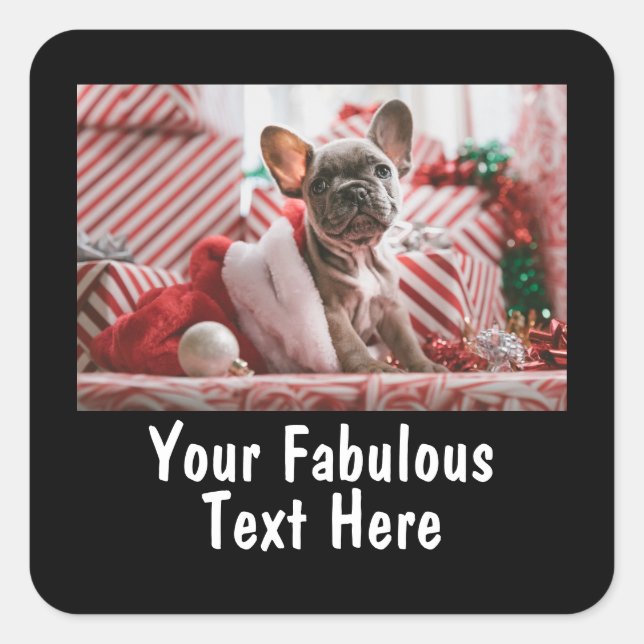 Personalized Photo and Text Square Sticker (Front)