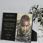 Personalized Photo Army Passing Out Plaque<br><div class="desc">A simple photo military passing out plaque, featuring a black background with army green writing and a photo of your newly qualified soldier. The text reads 'YOU DID IT, CONGRATULATIONS, ALL THOSE WEEKS OF MENTAL AND PHYSICAL TRAINING PAID OFF, THEIR NAME, OUR, SOLDIER' and the year of their passing out...</div>