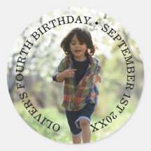 Personalized photo birthday classic round sticker
