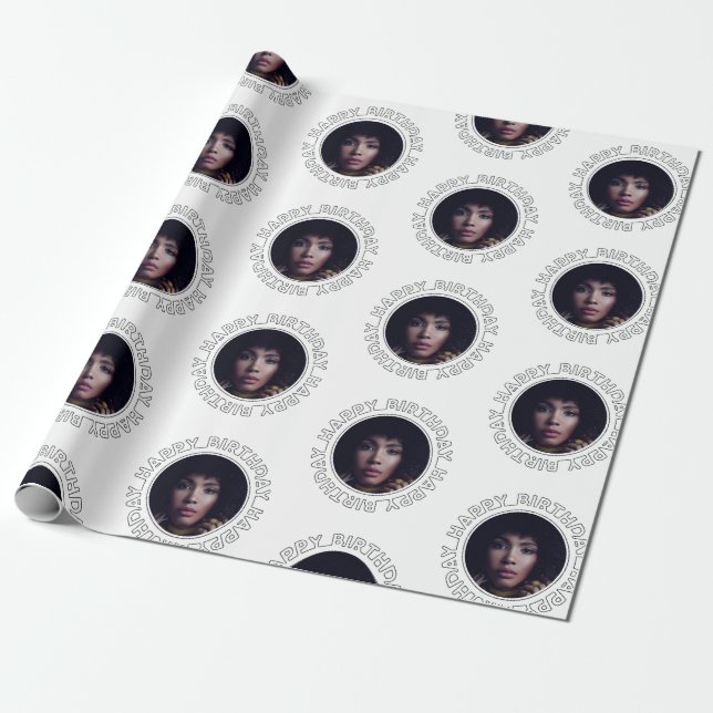 Personalized Photo Birthday Wrapping Paper (Unrolled)