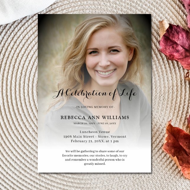 Personalized Photo Celebration of Life Funeral Invitation (Celebration of Life Photo Invitation)
