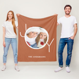 Personalized Photo Christmas  Holiday Rust Fleece Blanket