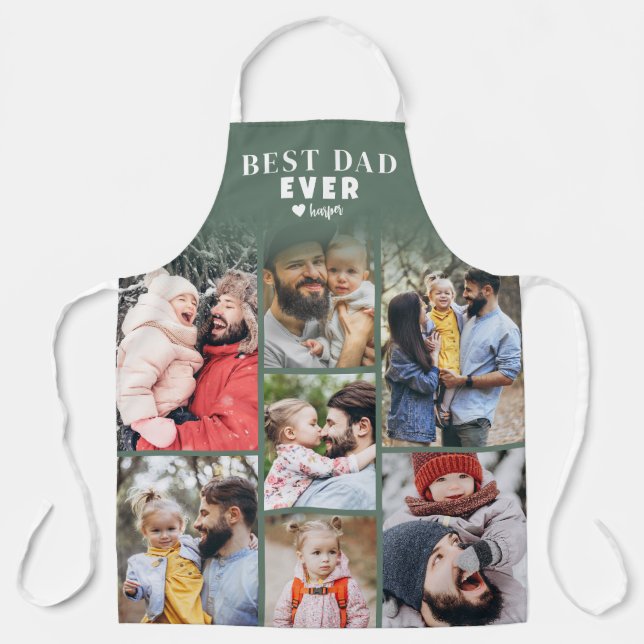 Personalized Photo Collage Best Dad Apron (Front)