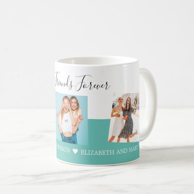 Personalized Photo Collage Best Friends Script BFF Coffee Mug (Front Right)