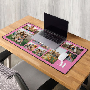 Personalized Photo Collage Monogram Desk Mat
