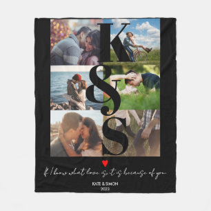 Personalized Photo Collage Newlywed Gifts Couple Fleece Blanket
