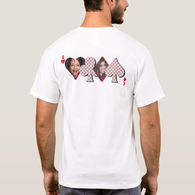 Personalized Photo Collage Playing Card Poker T-Shirt (Back)