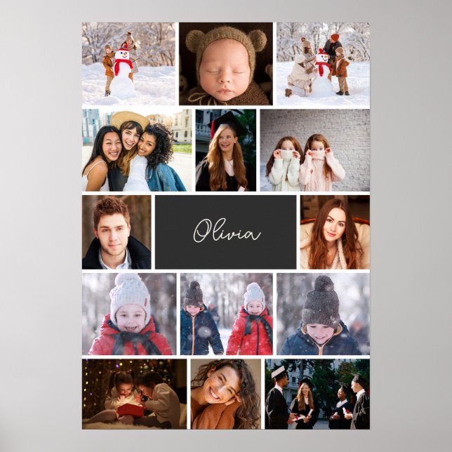 Personalized Photo Collage Poster with Name (Front)