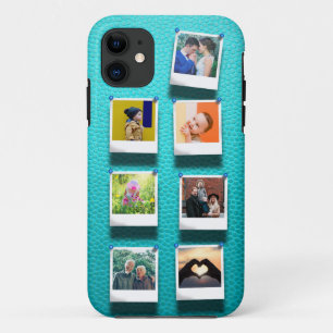 Personalized Photo Collage Turquoise Girly Trendy Case-Mate iPhone Case