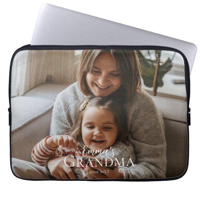 Personalized Photo & Custom Text Grandma Since -  Laptop Sleeve (Front)
