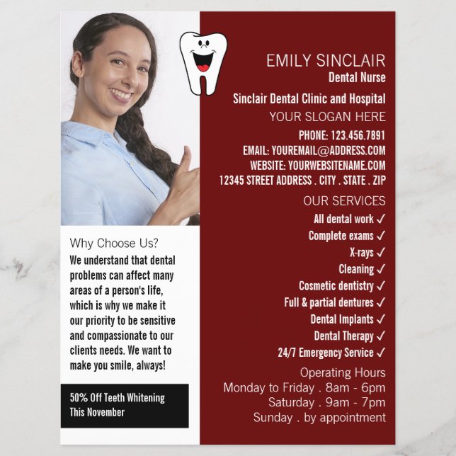 Personalized Photo, Dentistry, Dentist Advertising Flyer (Front)