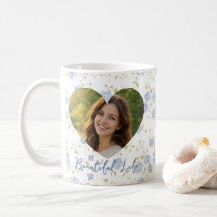 Personalized Photo – Floral Heart Design, Soft Pas Coffee Mug
