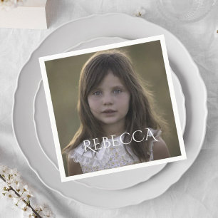 Personalized photo girl birthday party paper  napkin