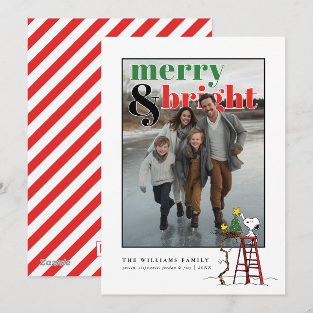 Personalized Photo Holiday Snoopy & Woodstock Card (Front/Back)