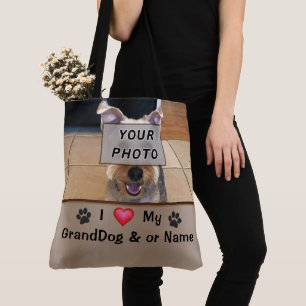Personalized PHOTO I Love My GrandDog Gifts, Tote