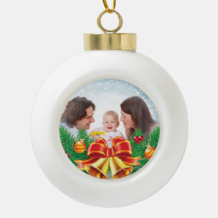 Personalized photo image Christmas holiday photo Ceramic Ball Christmas Ornament