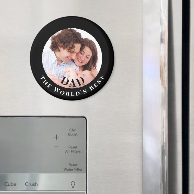 Personalized Photo in Black Circle Best Dad Magnet (In Situ (Fridge))