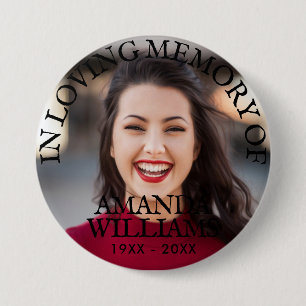 Personalized Photo Memorial Black Text 7.5 Cm Round Badge