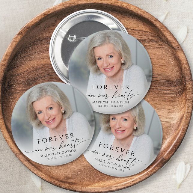 Personalized Photo Memorial Funeral Keepsake 6 Cm Round Badge (Creator Uploaded)