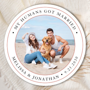 Personalized Photo Modern Just Married Wedding Classic Round Sticker