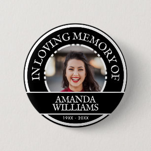 Personalized Photo Modern Memorial Black 6 Cm Round Badge
