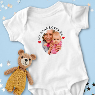 Personalized Photo My Nana Loves Me Grandchild Baby Bodysuit