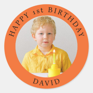 Personalized Photo, Name And Age Birthday Classic Round Sticker