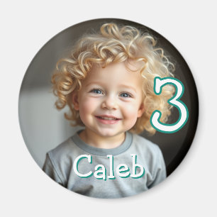 Personalized Photo, Name and Age Refrigerator Magnet