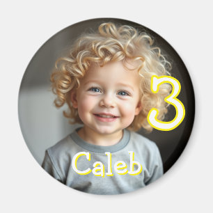 Personalized Photo, Name and Age Refrigerator Magnet