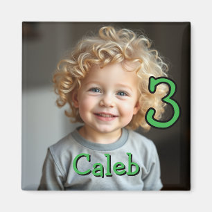 Personalized Photo, Name and Age Refrigerator  Magnet