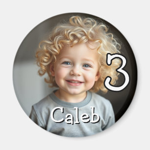 Personalized Photo, Name and Age Refrigerator  Magnet