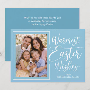 Personalized Photo Robin Egg Blue Happy Easter Holiday Card