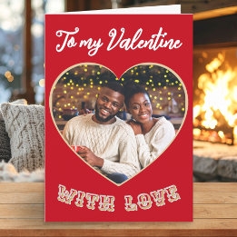 Personalized Photo Romantic Heart Valentine’s Day Holiday Card