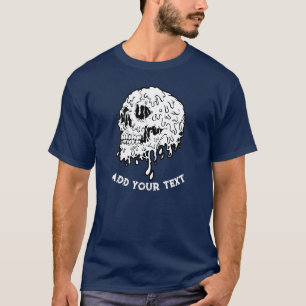Personalized photo Skeleton Head Navy Blue T-Shirt