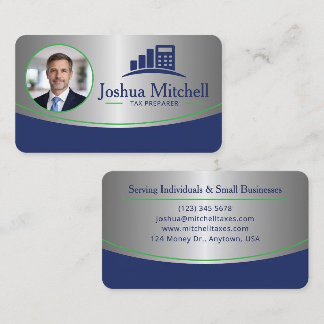 Personalized Photo Tax Preparer Professional Business Card (Front/Back)