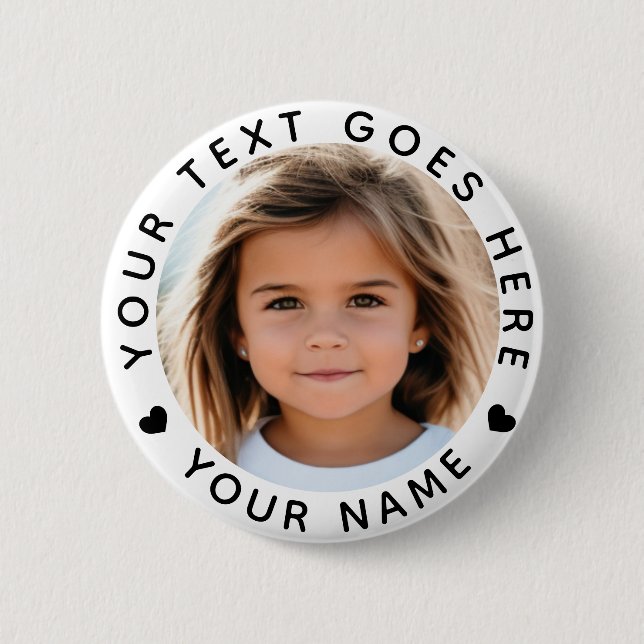 Personalized Photo Text and Name  6 Cm Round Badge (Front)