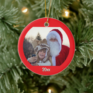 Personalized Photo Two Lines Text Merry Christmas Ceramic Tree Decoration