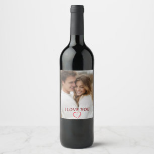 Personalized Photo Valentine's Day Wine Label